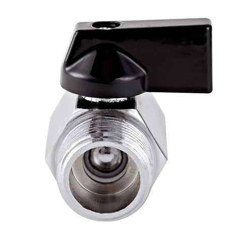 Front view of a Two Pack Brass Mini Ball Valve One Half Inch NPT Female To Male Thread Shut Off Valve with Aluminum Handle