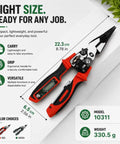 4-In-1 Wire Stripping And Testing Pliers With LED Digital Voltage Tester, 12-250V Multi-Function Electrical Tool For Stripping, Cutting, Crimping, And Wire Testing, Pro-Grade Hand Tool For Electricians And DIYers, Red shown with 22.3 cm size
