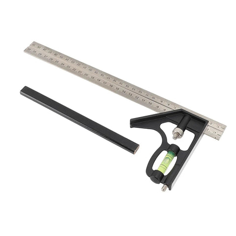 12 Inch Heavy Duty All In One Combo Square With Degree Markings Scriber And Level Spring Loaded Bolt for precision carpentry