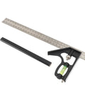 Heavy Duty 12 Inch Combination Square with 45 and 90 Degree Markings Scriber Level and Spring Loaded Bolt for Carpentry Woodworking