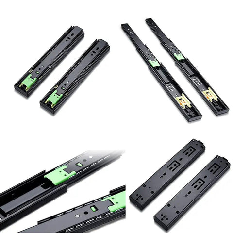 Dope Heavy Duty Push To Open Drawer Slides With 3 Fold Full Extension Steel Runners And Telescopic Ball Bearing Rails shown in detail
