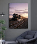 Vintage Steam Train Wall Art Canvas Poster Sunset Landscape Retro Vibe Locomotive Railway Picture For Living Room And Boys Bedroom Decor Framed Or Unframed Ready To Hang