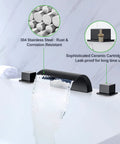 Roman Tub Faucet With Hand Shower High Flow Widespread 3 Hole Deck Mounted Bath Filler Set Solid Brass Waterfall Tub Faucet Combo