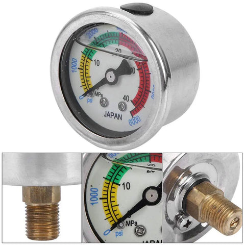 Go To Pool Filter Pressure Gauge For Diving Equipment, 0 To 6000 PSI 0 To 40 MPa Manometer with stainless steel body