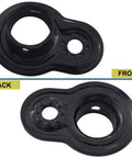 Front and back view of black Universal Bike Trailer Coupler Hitch Attachment for flat and angled mounts