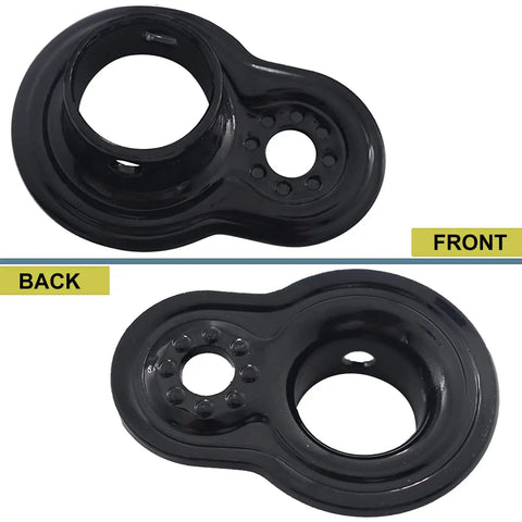 Front and back view of black Universal Bike Trailer Coupler Hitch Attachment for flat and angled mounts