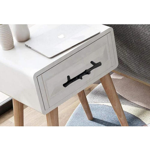 Side table with 8 Pack Black Twig Branch Cabinet Knobs and Rustic Drawer Pulls in zinc alloy, farmhouse decor