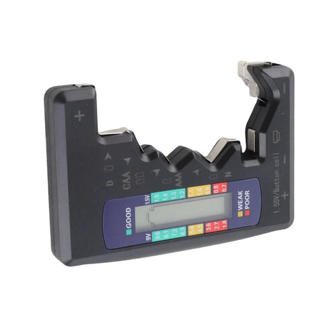 Color LCD Battery Checker With Three Color Readouts For AA AAA C D 9V And 1.5V Cells Handy Home Battery Tester And Capacity Meter For Rechargeables Or Alkaline Batteries, black handheld
