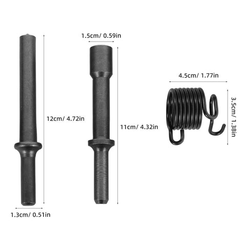 Pneumatic Air Hammer Tool Kit With Solid And Semi Hollow Rivet Heads Steel Construction And Spring Included For Easy Auto Body Smoothing Sheet Metal Shaping And Pro Grade Automotive Repair, 12cm parts