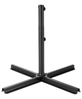 Universal Heavy Duty Patio Umbrella Cross Brace Stand For Outdoor Umbrellas, Aluminum Construction, Fits 9ft And 10ft Models displayed.