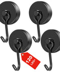 Heavy Duty Magnetic Hooks 120Lb Capacity With 180 Degree Swivel Rotating Design Neodymium Hook Magnets For Hanging In Home Office Garage Metal Doors Pack Of 4