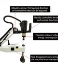 Be lockery 220V Universal Electric Tapping Machine With Touch Screen features adjusting screw, handle, energy reducer, and heat dissipation.