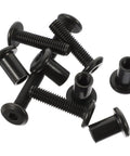 Top Shelf Five Piece Pack Of Black Stainless Steel Binding Screws And Nuts for Scrapbooks, showing multiple screws with flat heads.