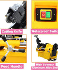 Heavy Duty 220 Volt Electric Pipe Threader Machine Real Workhorse For Cutting And Threading One Half To Two Inch Pipes With Self Oiling System For Quick Pro Jobs, featuring waterproof switch and cutting knife.