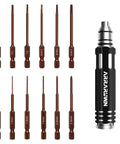 12-In-1 RC Screwdriver Set Dope Tool Kit With S2 Steel Bits for RC cars, drones, ergonomic handle visible