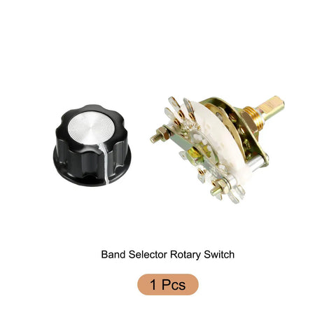 Band Selector Rotary Switch With Knob 1 Pole 8 Throw 1 Deck For Radio, TV And Industrial Equipment Control Unit Durable Multi Pole Multi Throw Switch Great For DIY Projects And Home Theater Rigs, black knob
