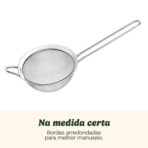 Medium strainer from Three Piece Stainless Steel Mesh Strainer Set With Fine Mesh For Sifting, Straining, And Draining In The Kitchen