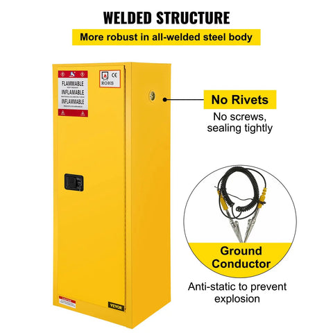 Flammable Storage Cabinet 18 By 18 By 35 Inches Galvanized Steel Safety Cabinet With Adjustable Shelves Yellow Built Tough