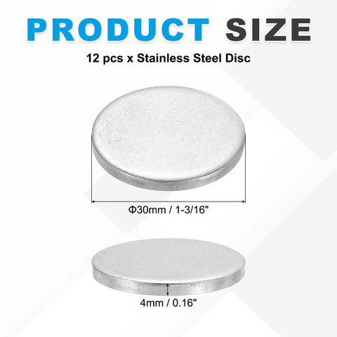 Stainless Steel Round Disc Blanks 30mm Diameter 4mm Thick Engraving Ready 12 Pack Great For Jewelry Tags Keychains Badges DIY Crafts