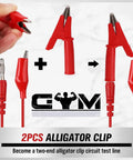 22 Piece Back Probe Kit With Multimeter Probes Test Leads And Alligator Clips For Auto Electrical Diagnostics shown with red alligator clips.