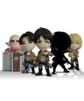 Five Attack on Titan chibi figures, including Colossal Titan Vinyl Figure 5 Inch From Attack On Titan Anime Series Collectible Figurine.