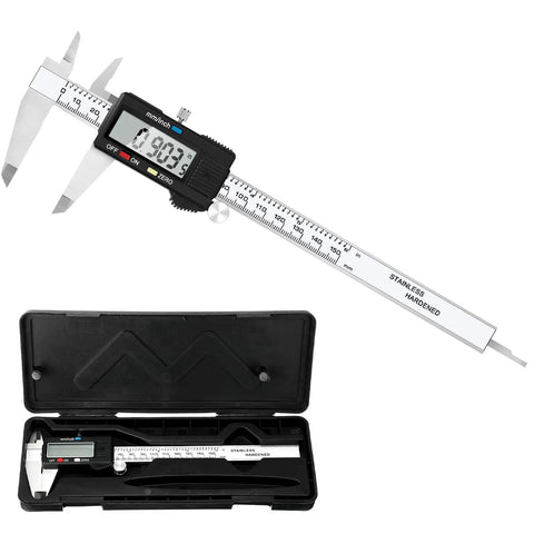 Digital Caliper With Stainless Steel Body, Easy Inch To Metric Switch, LCD Display, Inner Outer Depth And Step Measurement, 0 To 6 Inch Or 150mm