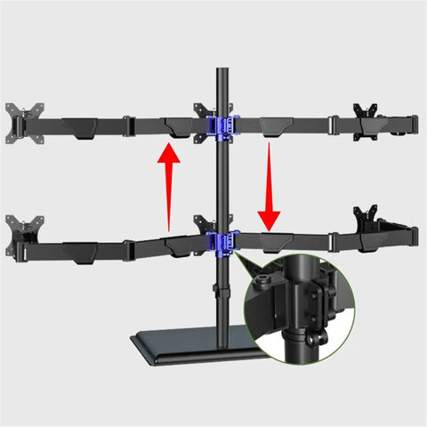 Dual Monitor Arm Mount With Smooth As Butter Articulation Full Extension Swivel Tilt Rotation height adjustable steel stand for dual screens.