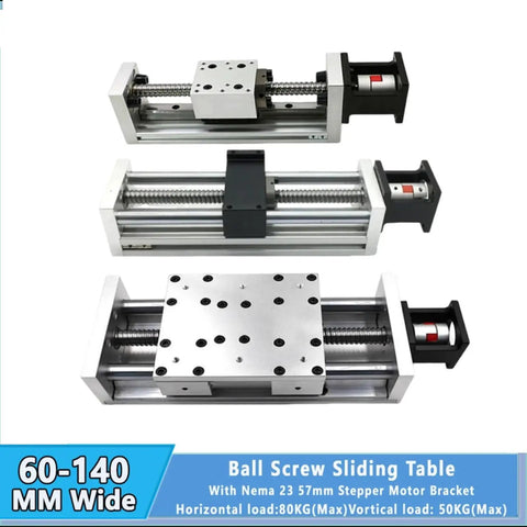 Heavy Duty Three Axis Linear Actuator With Precision Ball Slide Table for automation, showcased in multiple angles and dimensions.