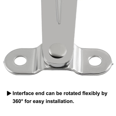 Close-up of stainless steel hinge with rotatable bracket, part of 2 Pack Heavy Duty Folding Lid Hinge Set With Soft Close.