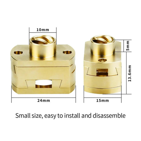 Top Tier 2Pcs T8x8mm Oldham Z-Axis Couplers With Matching Nuts For Ender3 CR10 Voron VzBot 3D Printer Parts Smooth Assembly And Misalignment Fix brass coupler, 10mm bore, 24mm x 13.6mm