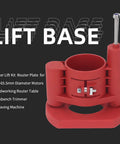 Heavy Duty Router Lift Kit With Smooth Turning Crank Handle And Rust Resistant Aluminum Base Plate For Precision Woodworking and Table Saw Inserts Built Tough, red router lift plate fitting 63.8-65.5mm motors.