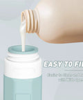 Leak Proof 3oz Travel Bottles TSA Approved Refillable Silicone Containers shown being filled with lotion