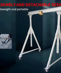 Lightweight Aluminum Alloy Gantry Crane, Portable Shop Lift Crushing 4400 Lbs Loads, adjustable height, detachable design with wheels