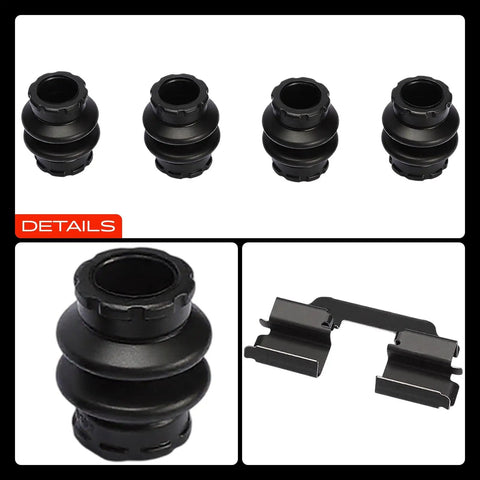 Upgrade Your Ride With This Premium Rear Left Right Disc Brake Hardware Kit For Chrysler Town Country Dodge Grand Caravan Ford Explorer Taurus And More Models To Keep Your Brakes Gripping tight And Safe On Every Bumpy Road. black dust boots and clip springs set