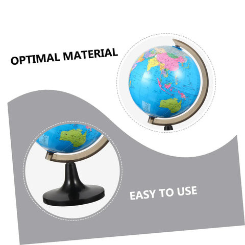Large Desktop World Globe With Stand For Adults High Definition Geographic Tabletop Globe shown with stand, highlighting durability.