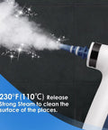 Handheld Steam Cleaner With Snappy Three Minute Heat Up And Heavy Duty Vapor For Knocking Out Kitchen Grease Bathroom Grout Upholstery And Car Cabin Filth Easy Grip Steamer With Safety Lock For Zero Sweat Cleaning And Spotless Shine Always releasing steam on tiles.