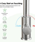Premium Stainless Steel Pull Down Kitchen Faucet With Three Mode Spray Head showing temperature control handle and spout.