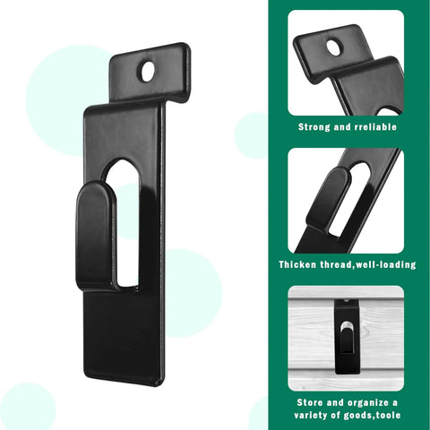 Heavy Duty Slatwall Notch Hook Set, Stainless Steel Slat Wall Hangers For Photo Frames And Artwork, black metal hook view