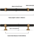 Five Inch Knurled Cabinet Pulls In Matte Black And Champagne Bronze For Kitchen Cabinets And Furniture, Aluminum And Zinc Alloy Drawer Handles, 10 Pack Solid Cabinet Hardware By KOMOTIA, showing dimensions and design features.