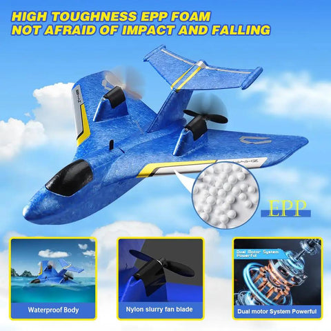 Amphibious RC Water Plane For Water And Air Flying With 2.4Ghz Gyro Stabilized Remote Control Fighter Aircraft Night Lights