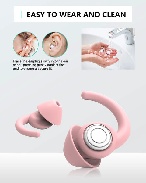 Silicone Sleep Ear Plugs For Noise Reduction And Sound Blocking, Reusable And Washable Hearing Protection, Soft Fit In Pink