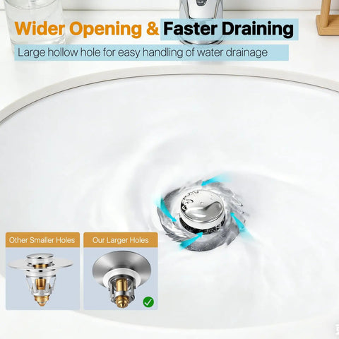 Durable Stainless Steel Pop Up Sink Drain Stopper With Removable Hair Catcher Filter Basket For Bathroom Sinks Works Like A Charm To Trap Debris And Keep Drains Clear All Day Long