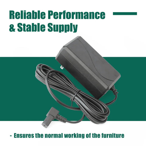 Replacement 29V 2A Switching Power Supply Adapter For Your Recliner Sofa Lift Chairs 2 Pin Connector With 90 Degree Plug Compatible With KDDY008M KDDY001 KDDY008 KDDY008F ZBHWX-A290020A W52RA73-290018 HXY-270V2220A black AC/DC adapter with coiled cord