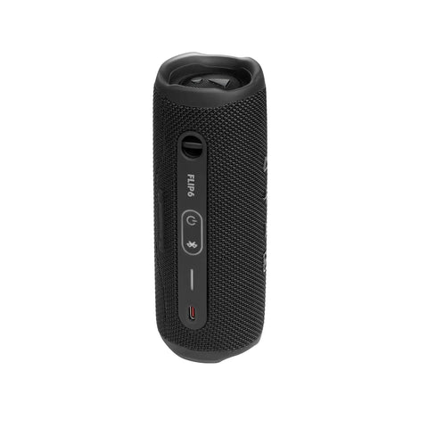 Black Flip 6 Portable Bluetooth Speaker with Loud Power, Deep Bass, IPX7 Waterproof, PartyBoost, 12 Hour Playtime, Front View