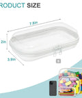 7 Inch Clear Hard Shell Zipper Case Set With Double Zippers showing small case size 7.8 x 3.9 x 2 inches with colorful contents