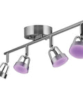 WiFi Smart 4-Light LED Track Lighting Kit With Multicolor RGB And Tunable White 2000K-5000K, No Hub Required, Voice Control With Google Assistant, Alexa, And Siri, 1600 Lumens, Brushed Nickel.
