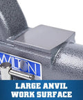 Beefy Pro Grade Bench Vise 4-1/2 Inch Jaw, 3-1/2 Inch Opening, 3-1/4 Inch Throat, 60,000 PSI Ductile Iron Body With Enclosed Lubrication, Heavy-Duty Anvil For Rugged Metalworking And Smooth, Long Lasting Operation, large anvil work surface