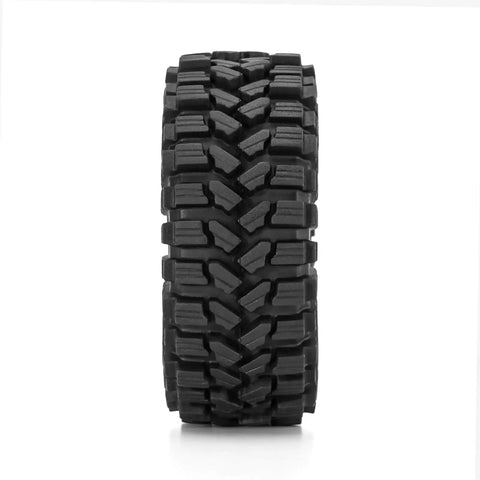Front view of King Trekker S5 1.3 Inch All Terrain RC Crawler Tires For One Eighteen And One Twenty Four Scales 70x27mm