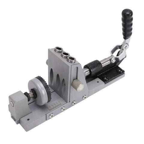 Heavy Duty Aluminum Pocket Hole Jig Kit Featuring Single Side Design And 3 8 Inch TiCoated Drill Bits To Knock Out Sharp Cabinet Joints With Zero Board Flipping Headaches, angled view showing precise marking guide.