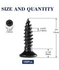 Real-Deal Heavy Duty Size 12 X 3/4 Inch Wood Screws 100 Piece Pack Self Tapping 304 Stainless Steel Flat Phillips Heads black oxide coated dimensions